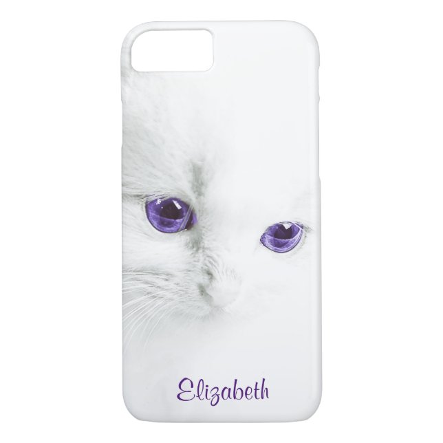 Soft White Kitten with Purple Eyes Personalised Case-Mate iPhone Case (Back)
