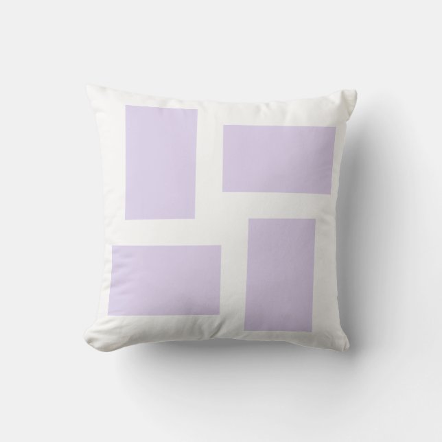Soft White & Lilac Purple Abstract Design Cushion (Front)