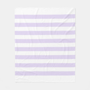Soft White & Lilac Purple Lines Pattern Fleece Blanket