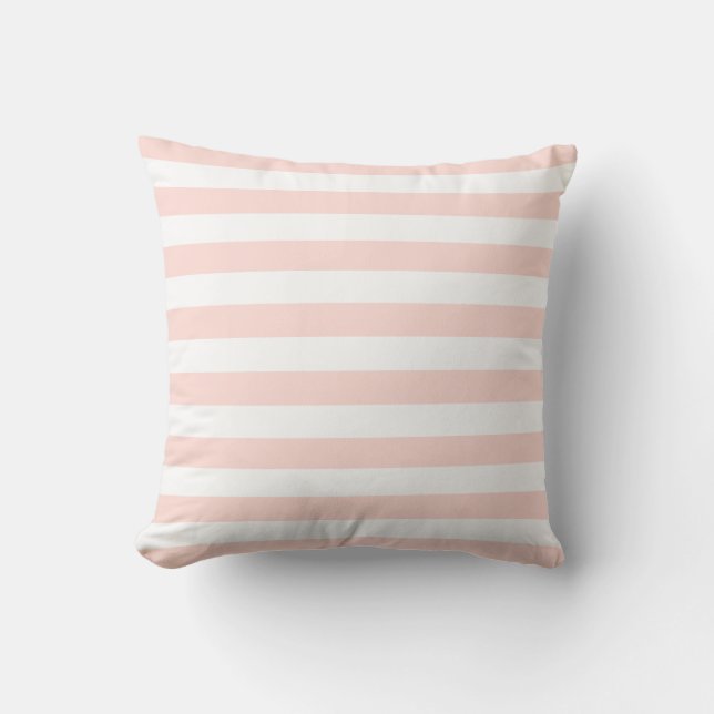 Soft White & Pastel Pink Lines Pattern Cushion (Front)