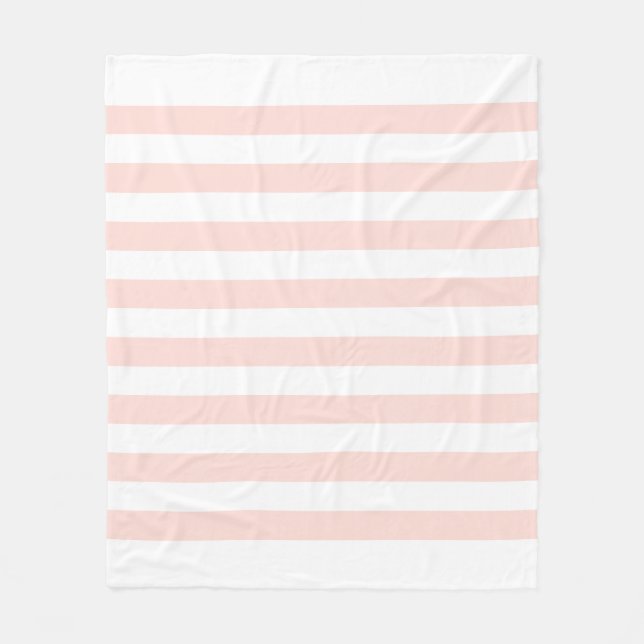 Soft White & Pastel Pink Lines Pattern Fleece Blanket (Front)