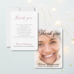 Soft White Photo Memorial Thank You Card