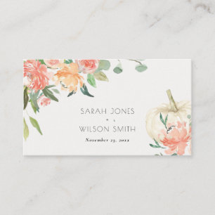  Soft White Pumpkin Blush Floral Wedding Place Car Card