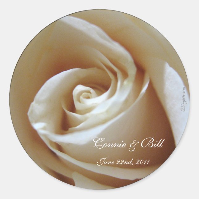 Soft White Rose Custom Wedding Envelope Seals (Front)
