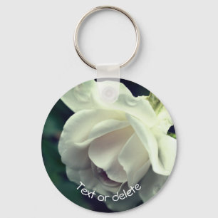 Soft White Rose Personalised Key Ring