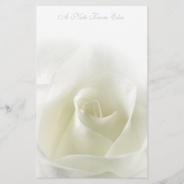 Soft White Rose  Stationery (Front)