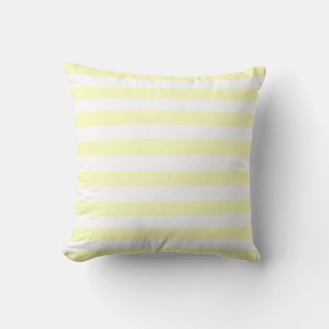 Soft White & Yellow Pastel Lines Pattern Cushion (Front)