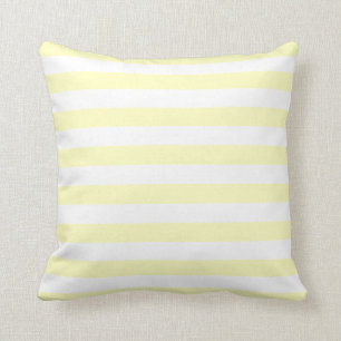 Soft White & Yellow Pastel Lines Pattern Cushion