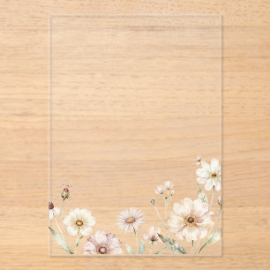 Soft Wildflower Border Watercolor Background Acrylic Invitations