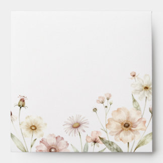 Soft Wildflower Border Watercolor Background Envelope