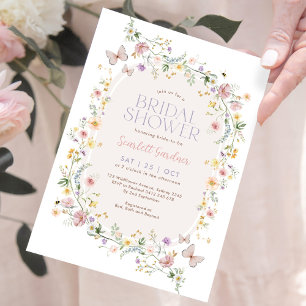 Soft Wildflower Butterfly Garden Bridal Shower Invitation