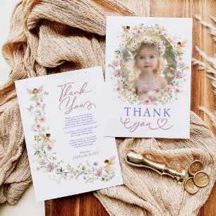 Soft Wildflower Fairy Garden Birthday Party Photo Thank You Card