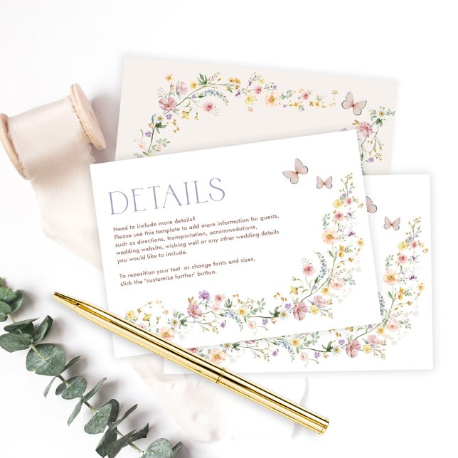 Soft Wildflower Fairytale Garden Wedding Details Enclosure Card (Creator Uploaded)