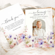 Soft Wildflower Floral Photo Funeral Memorial