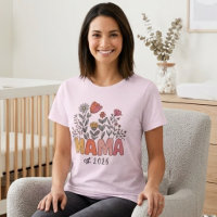 Soft Wildflower Mama Est Year Boho Design