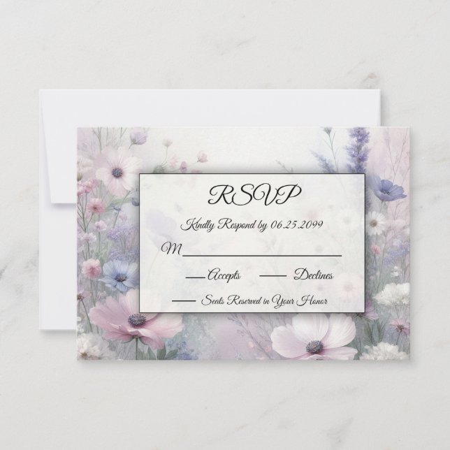 Soft Wildflower Meadow Daydreams RSVP Card (Front)