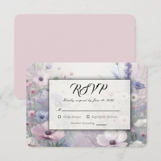 Soft Wildflower Meadow Daydreams RSVP Card (Front/Back)
