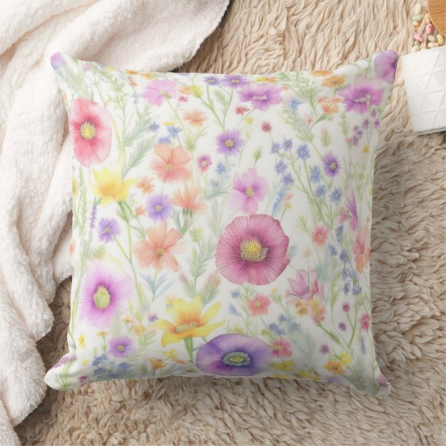 soft wildflower pastel pattern cushion (Blanket)