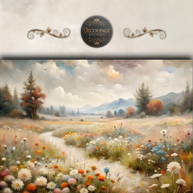 Soft Wildflower Valley Landscape Decoupage Tissue Paper (Soft Wildflower Valley Landscape Decoupage Tissue Paper)