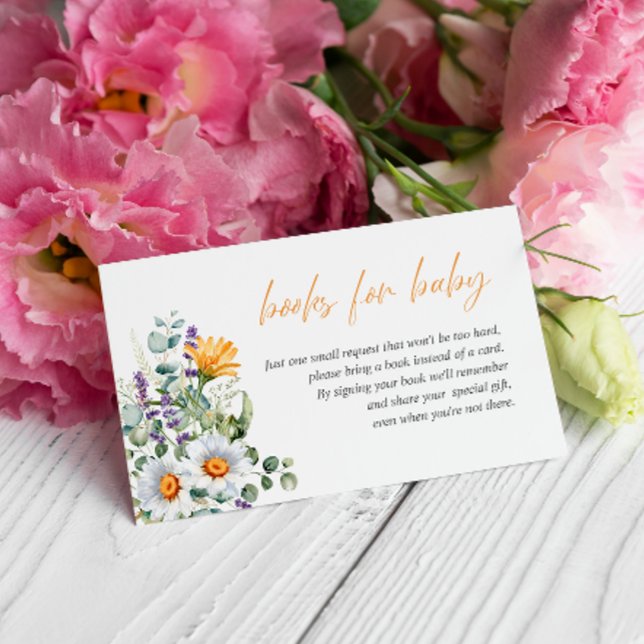 Soft Wildflowers Daisy BABY SHOWER BOOKS REQUEST Enclosure Card (Creator Uploaded)