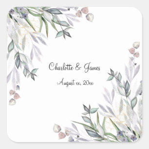 Soft Willows Lilac, Scottish Heather, Wedding  Square Sticker