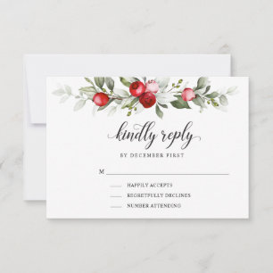 Soft Winter Berry Kindly Reply RSVP Card