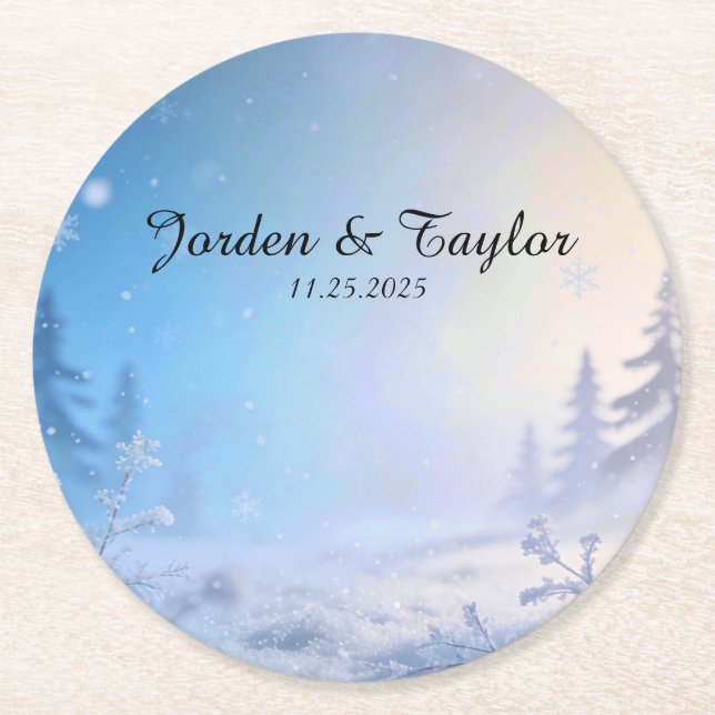 Soft Winter Daydream Wedding Coasters (Front)
