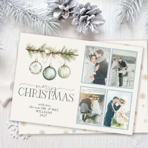 Soft Winter Dusty Blue Married Christmas Holiday Card