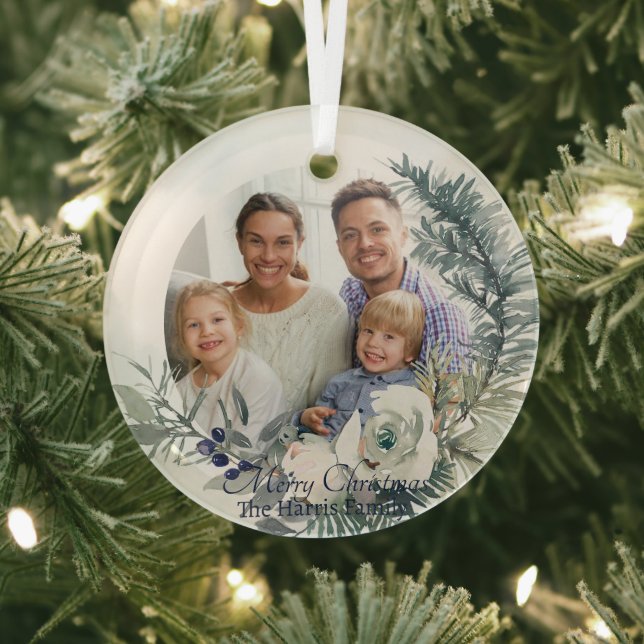 Soft winter greenery photo custom glass tree decoration (Insitu)