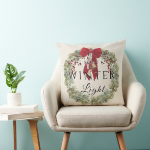 Soft Winter Light w/ Christmas Wreath Cushion