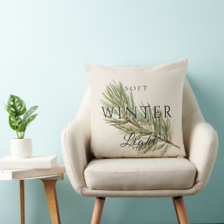 Soft Winter Light w/ Pine Branch Cushion
