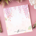 Soft Wisteria Watercolor Floral Personalised Notepad<br><div class="desc">This personalised notepad features delicate cascading wisteria flowers in soft pastel tones,  creating a serene and elegant watercolor design. Perfect for floral lovers,  garden enthusiasts,  and those who appreciate romantic stationery. Customise the text at the bottom for a personal touch,  making it ideal for journalling,  note-taking,  or thoughtful gifting.</div>