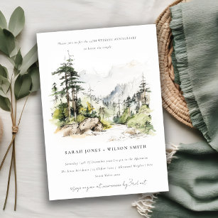 Soft Woods Landscape Sketch Wedding Anniversary Invitation