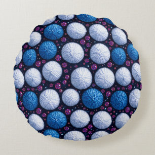 Soft Yarn Balls With Glittery Accents Round Cushion