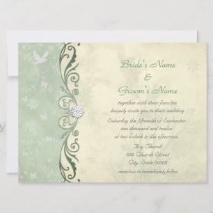 Soft Yellow and Green Floral Spring  Wedding Invitation
