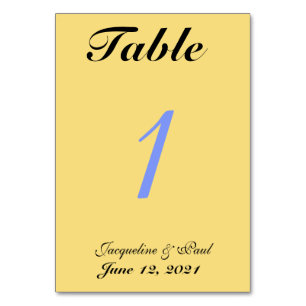 Soft Yellow Blue Wedding Table No. Cards