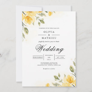 Soft Yellow Botanical Flourish Wedding Invitation