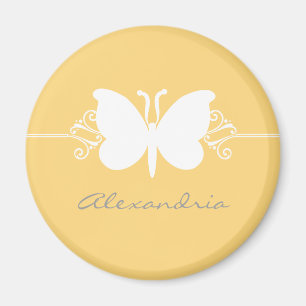 Soft Yellow Butterfly Swirls Magnet