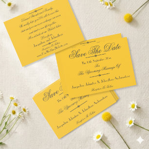 Soft Yellow Classic Script Name Chic Save The Date Announcement