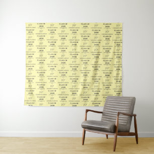 Soft Yellow Cream Step and Repeat Graduation Party Tapestry