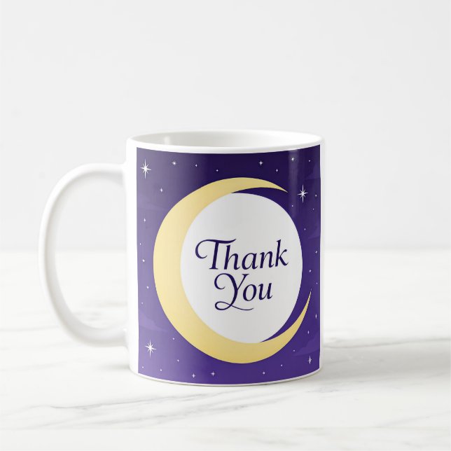 Soft Yellow Crescent Moon Thank You Coffee Mug (Left)