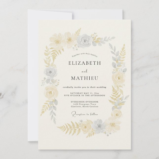 Soft Yellow Ethereal Spring Wedding Invitation (Front)