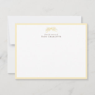 Soft Yellow Floral Bow Nursery Note Card 