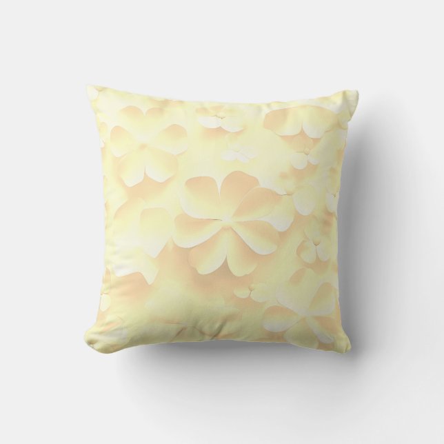 Soft Yellow Floral Dream Throw Pillow (Front)