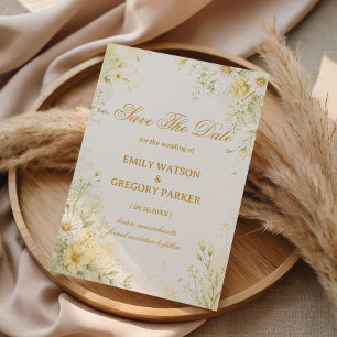 Soft Yellow Floral Save The Date