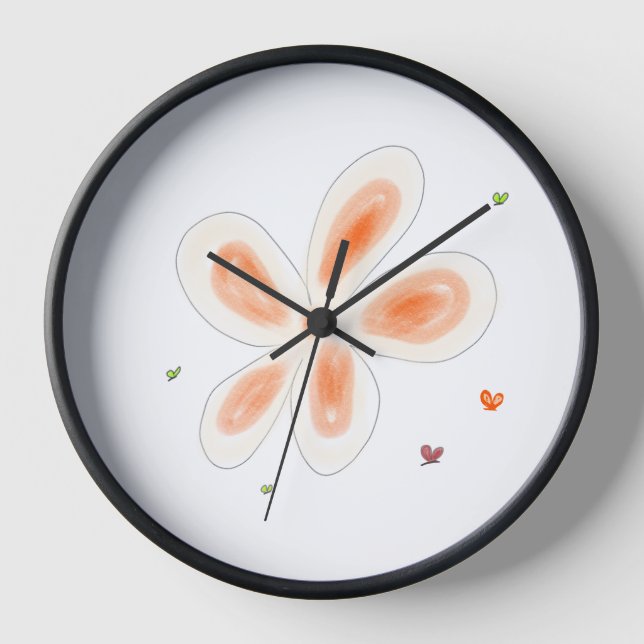 Soft Yellow Flower Botanical Sketc Clock (Front)