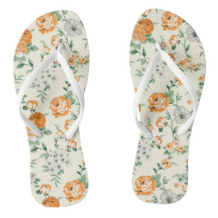 Soft Yellow Garden Floral Pattern Jandals