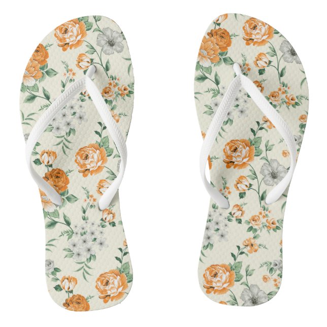 Soft Yellow Garden Floral Pattern Jandals (Footbed)