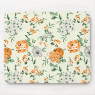 Soft Yellow Garden Floral Pattern Mouse Pad
