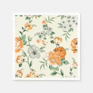 Soft Yellow Garden Floral Pattern Napkin